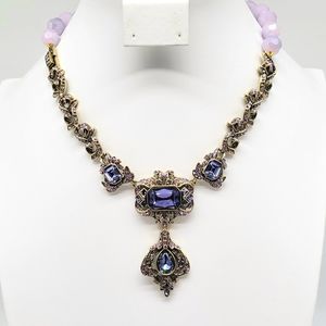 Heidi Daus Tanzanite and Amethyst Swarovski Crystal REVERSIBLE Deco Necklace